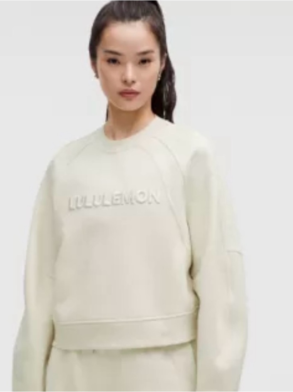 lululemon athletica Cream Embossed Logo Crew Sweatshirt XS/S
